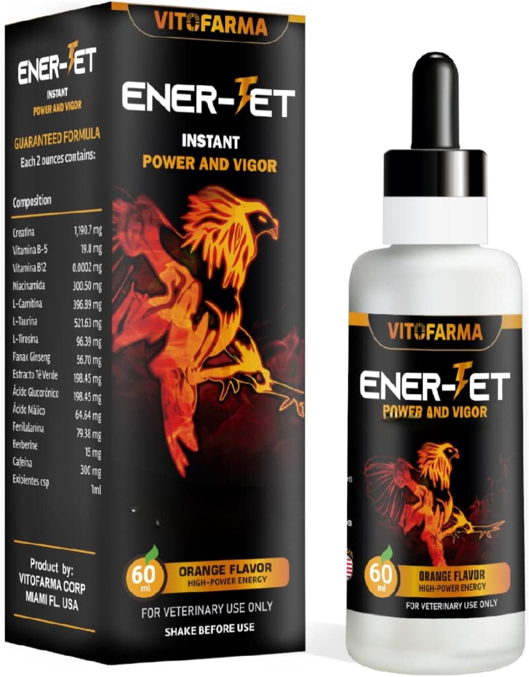 VITOFARMA Ener-Jet Energy Booster para Gallos - Multivitamínico Líquido Natural 60 ml