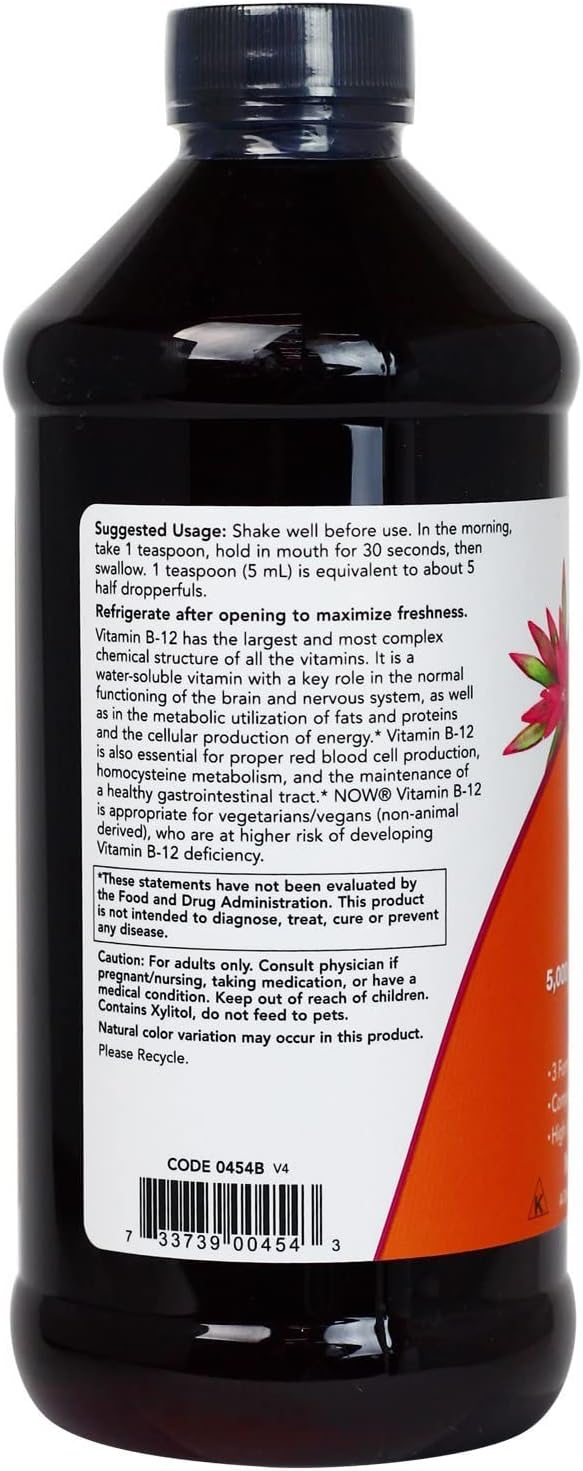 NOW Foods Ultra B-12 Líquido 5000 mcg - 2x473 ml