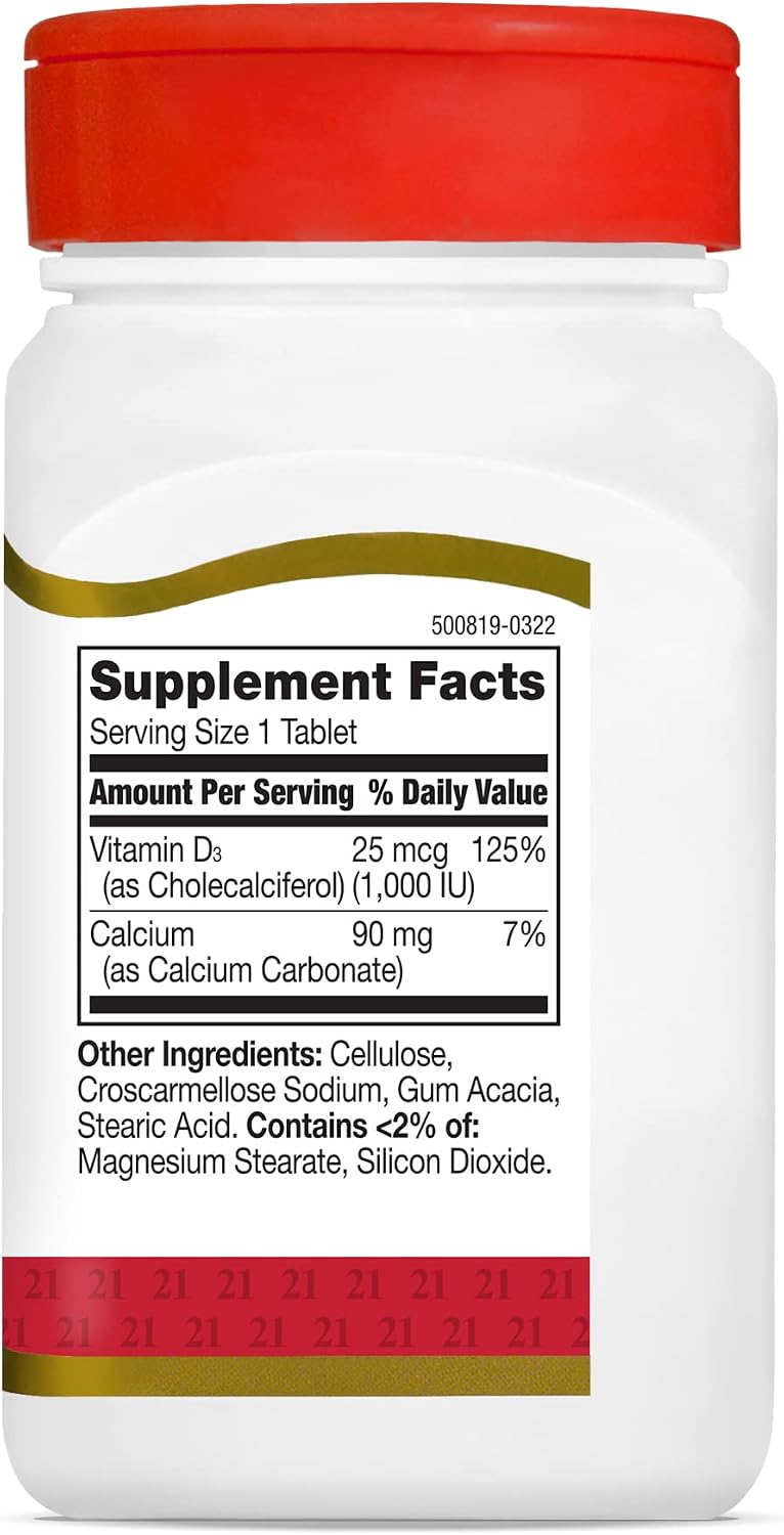 21st Century Vitamina D3 1000 UI, 110 Comprimidos
