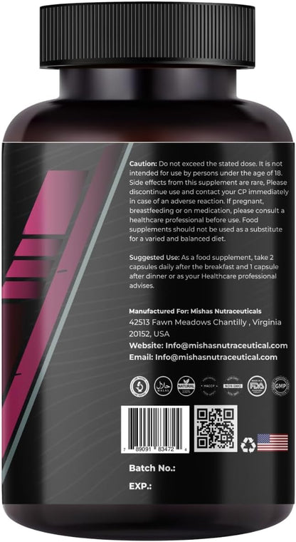 Mishas Nutraceuticals L-Tirosina con Raíz de Maca, Ashwagandha y Complejo de Vitaminas – 60 Cápsulas – Image 4