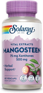 SOLARAY Vital Extracts Mangostán 500mg - Extracto de Fruta de Mangostán con 75mg de Xantonas y 100mg de Polifenoles - Vegano, Sin Gluten - 60 Cápsulas
