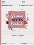 Session Notes Notebook: Un cuaderno de notas para terapeutas, psicólogos, coaches y trabajadores sociales para planificar y documentar sus sesiones de manera efectiva