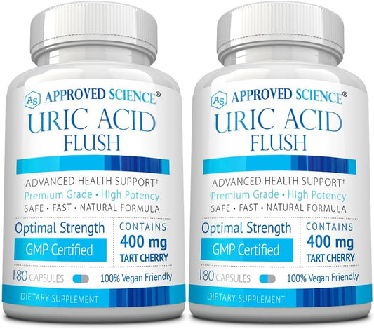 Approved Science Uric Acid Flush | 360 Cápsulas (6 Meses) | Cereza Ácida, Cúrcuma, Cardo Mariano