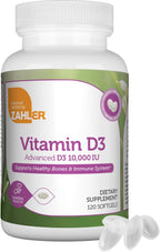 Zahler - Vitamina D3 Avanzada 10.000 UI, 120 Cápsulas Blandas - Apoyo para Huesos, Dientes, Músculos e Inmunidad