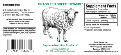 Supreme Nutrition Timo de Cordero - 100% Alimentado con Pasto y Finalizado en Nueva Zelanda, 90 Cápsulas de Timo Ovino Puro – Image 4