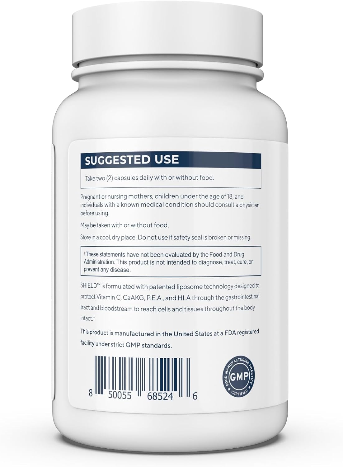 Renue By Science Shield | Liposomal Vitamina C CaAKG P.E.A. Ácido Hialurónico | 120 Cápsulas