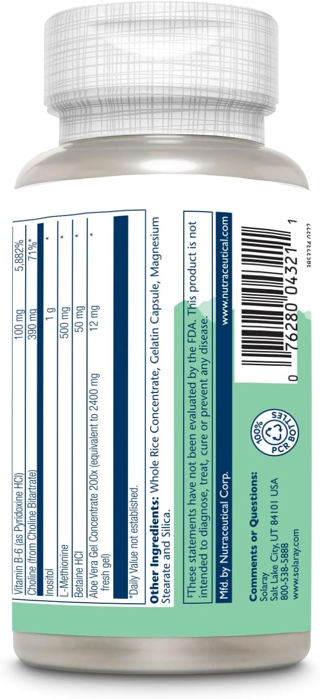 SOLARAY Lipotropic 1000 Plus Complex, 100 Cápsulas