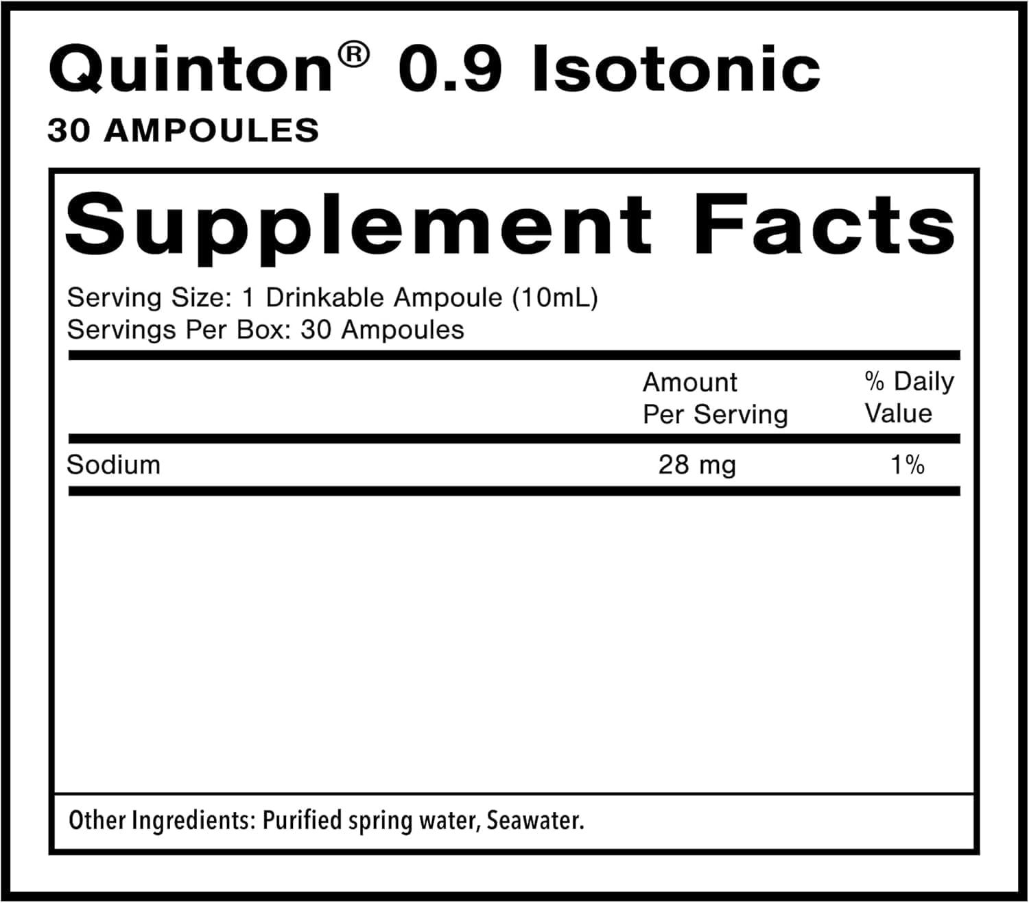 Quicksilver Scientific Original Quinton Solución Isotónica con Minerales de Agua de Mar y Agua de Manantial - 30 Viales Monodosis
