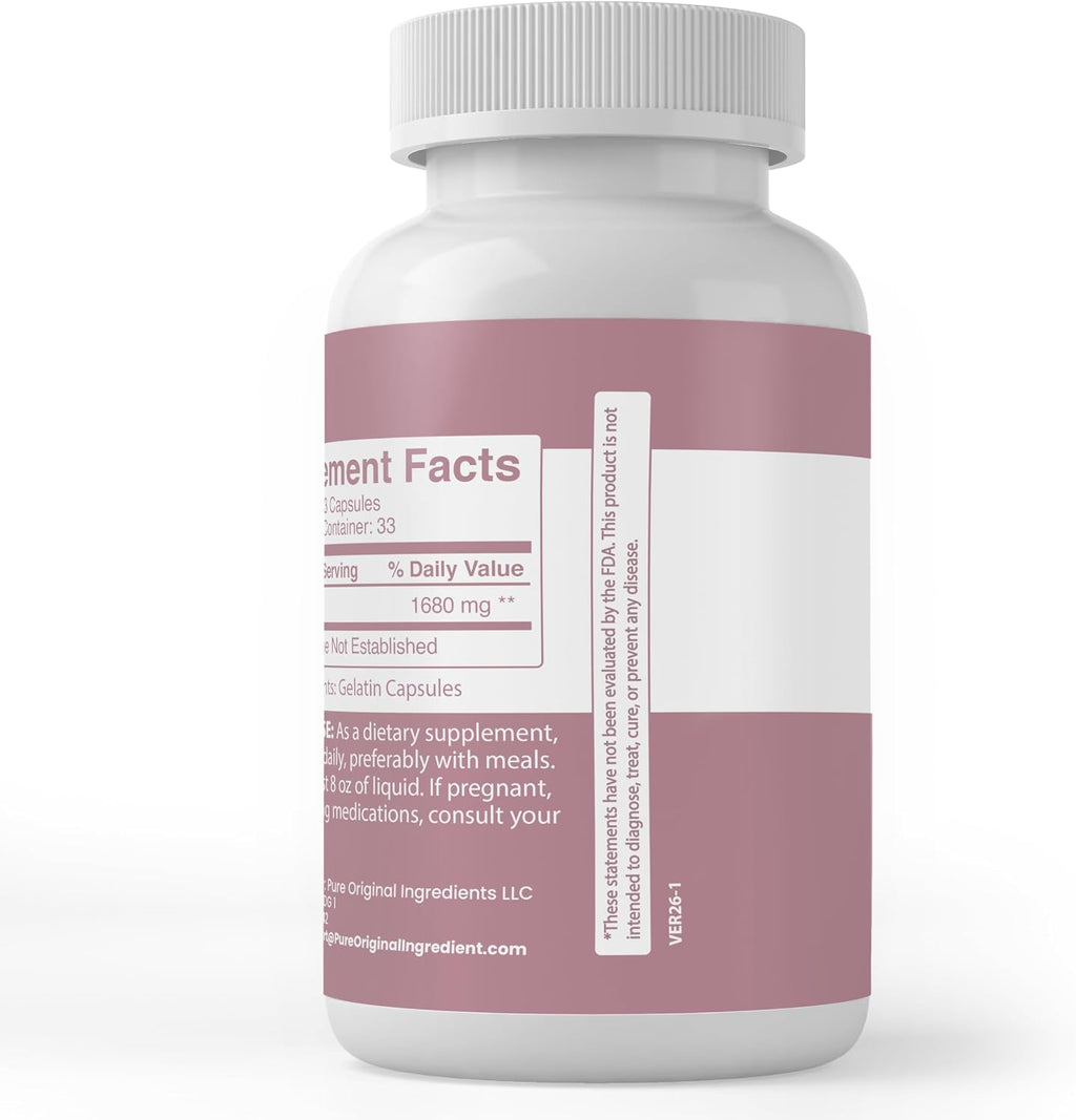 PURE ORIGINAL INGREDIENTS Inositol, 100 Cápsulas - Siempre Puro, Sin Aditivos ni Rellenos