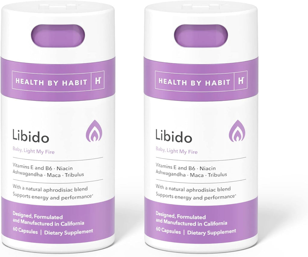 Health by Habit Libido Blend 2 Pack (60 Cápsulas) - Mezcla Afrodisíaca Natural con Maca y Ashwagandha, Vegano, Sin OMG, Sin Azúcar