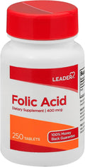 Leader Ácido Fólico 400 mcg 250 Comprimidos