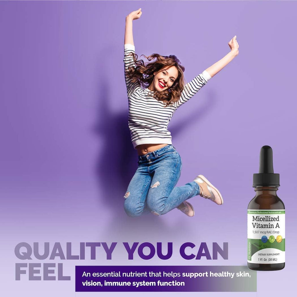 Micellized Vitamin A Drops - Liquid Supplement with Palmitate and Beta-Carotene - 1507 mcg RAE (5025 IU) per drop - 30 ml