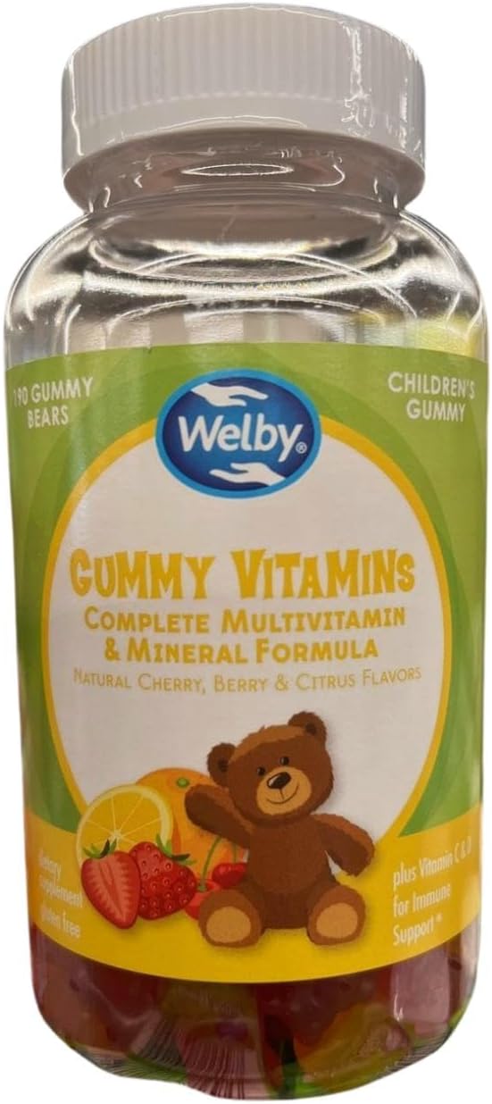 Gominolas Multivitamínicas Infantiles, Fórmula Completa de Vitaminas y Minerales, Sabores Naturales Cereza, Baya y Cítricos, 190 Gominolas, Sin Gluten