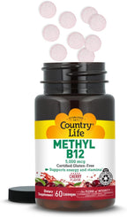 Country Life Methyl B12 5000 mcg - 60 Comprimidos Sublinguales - Vegano y Sin Gluten