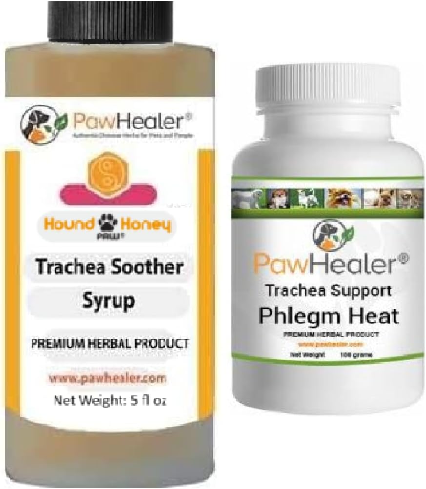 Traquea Soother Syrup Bundle - Remedio Herbal Natural para Perros con Síntomas de Tráquea Colapsada - Combo de 1 Botella de Jarabe (148 ml) y 1 Botella de Polvo (100 g)