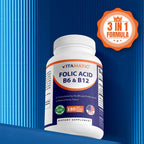 Vitamatic Ácido Fólico, Vitamina B12 y B6 – 180 Comprimidos de Disolución Rápida