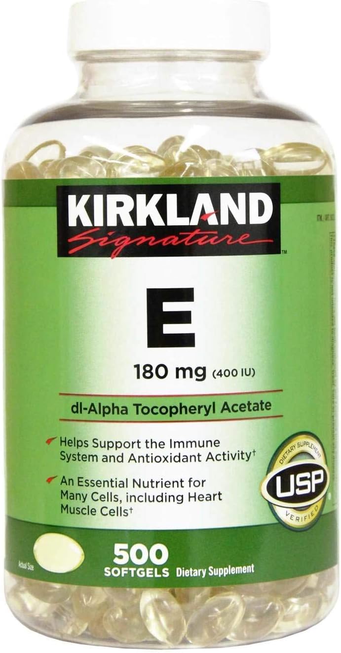 Kirkland Signature Vitamina E 180 mg, 500 Cápsulas Blandas (Paquete de 4)