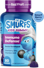 Smurfs Immune Support Gominolas para Niños con Saúco, Zinc, Vitamina C y D - Defensas Naturales - 80 Gominolas