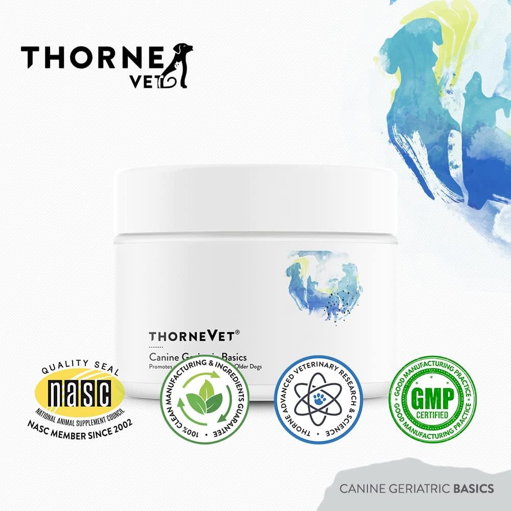 ThorneVET Canine Geriatric Basics – Fórmula en polvo multivitamínico/mineral para perros mayores, 90 dosis