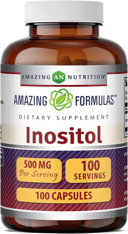 Amazing Formulas Inositol 500 mg | 100 – 500 mg de inositol puro por cápsula, sin aditivos innecesarios. – Image 1