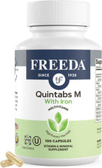FREEDA Multivitamínico – Quintabs-M con Hierro – Complemento Multivitamínico Kosher para la Salud de la Mujer – Multivitaminas para Mujeres y Hombres con Deficiencia de Hierro (100 cápsulas)