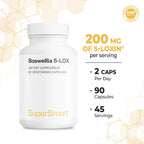 Supersmart - 5-Loxin 200mg al Día (Patented) - AKBA Suplemento - Extracto de Boswellia Serrata | No GMO y Sin Gluten - 90 Cápsulas Vegetales