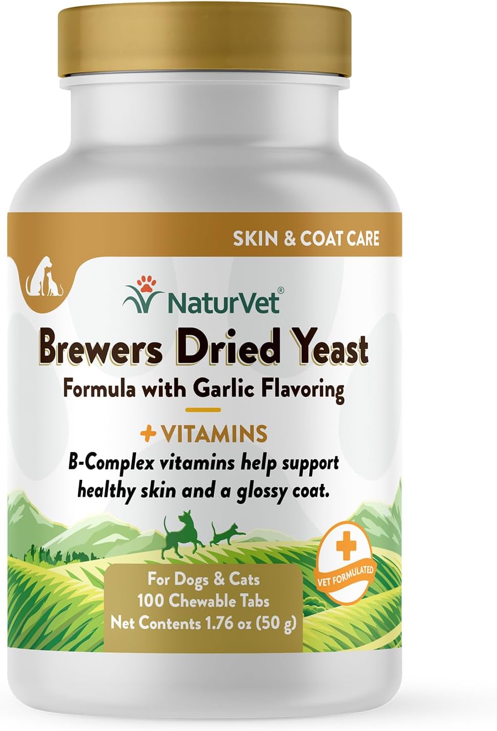 NaturVet – Levadura de Cerveza con Ajo y Omega – Para Perros y Gatos – 1000 Comprimidos Masticables