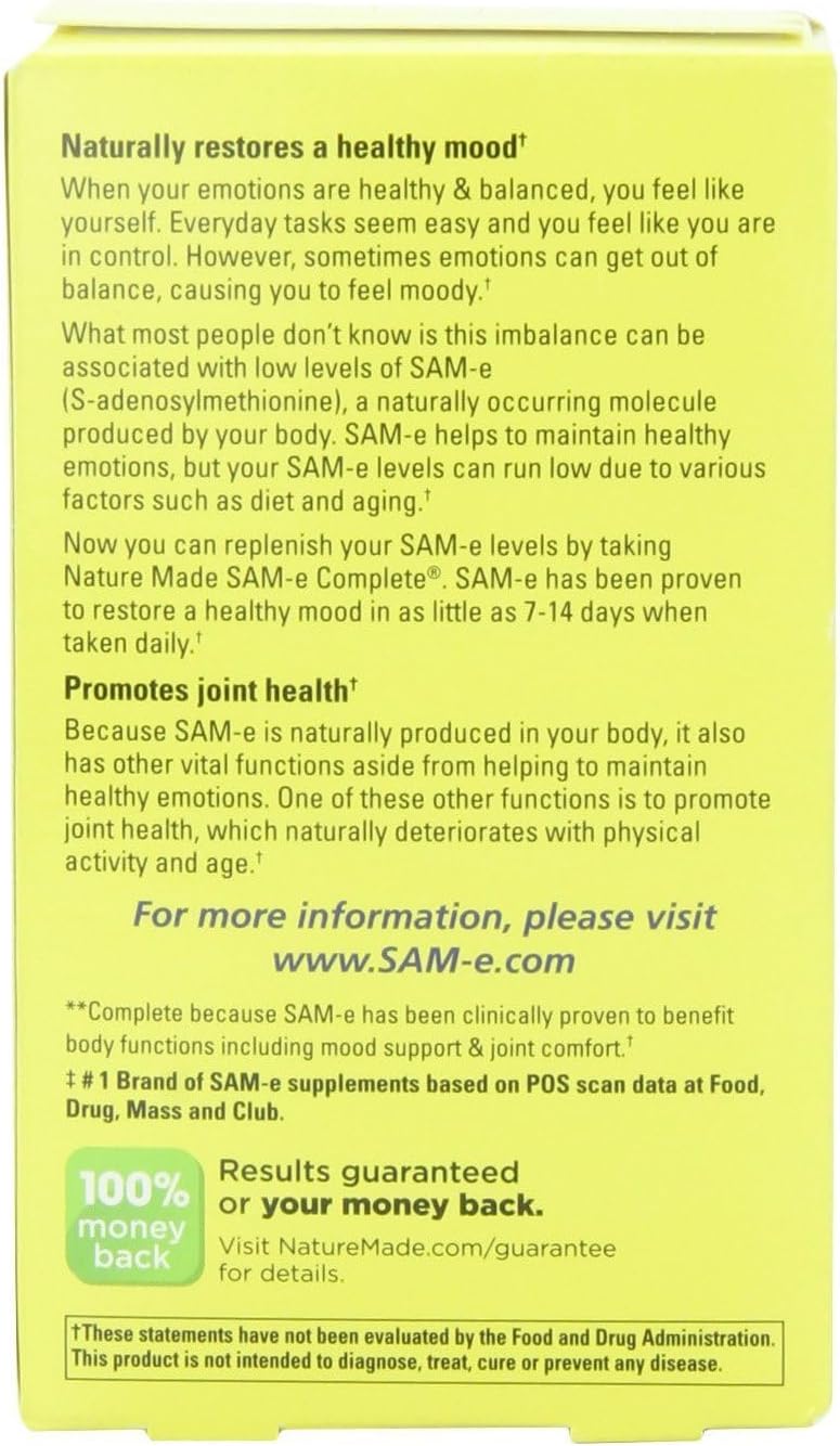 Nature's Made SAM-e Complete 400 mg, 36 Comprimidos (Paquete de 2)