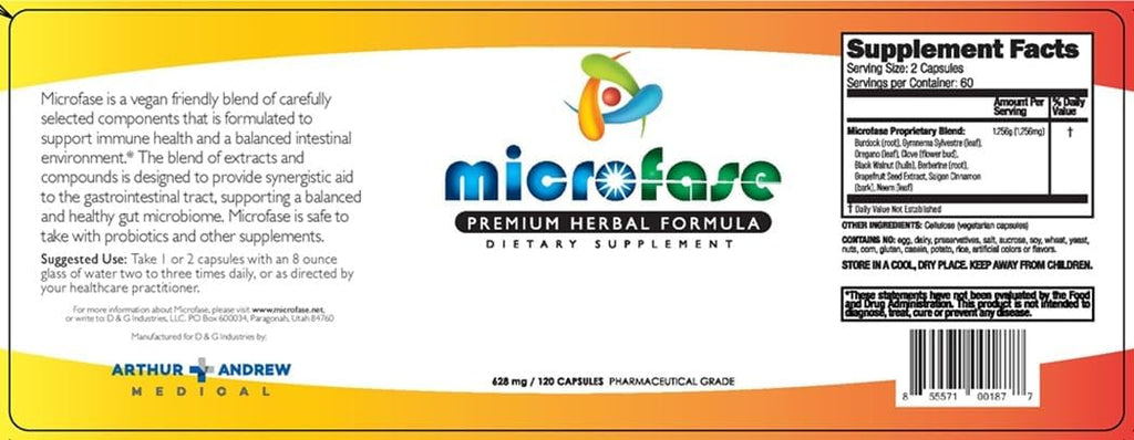 Microfase Fórmula Herbal Premium - Limpieza Intestinal para Humanos y Mascotas - 120 Cápsulas