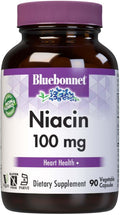 Bluebonnet Niacin 100mg - Vitamin B3 (Nicotinic Acid) - Flush Supplement - 90 Vegetable Capsules