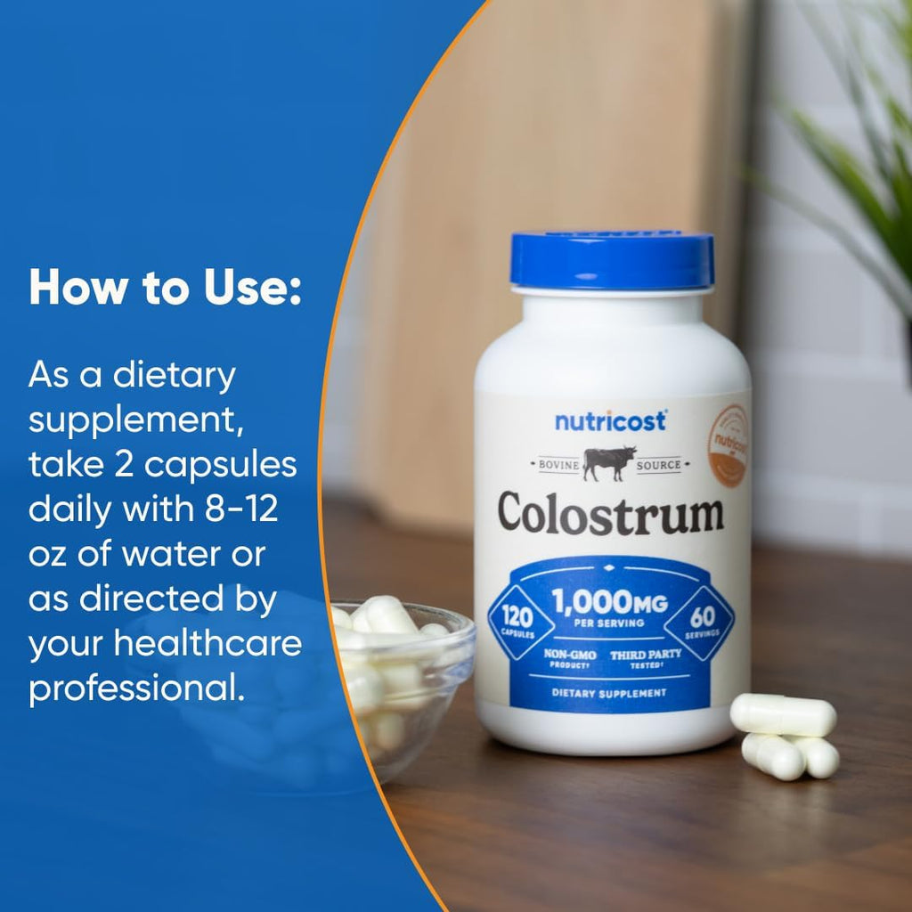Nutricost Bovine Colostrum 1000mg, 120 Capsules - Gluten-Free & Non-GMO