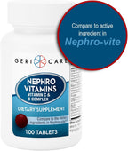 GeriCare Nephro Vitamin C & B Complex Tablets, 100 Count – Daily Kidney Health & Energy Support, Immune System Boost, Antioxidant Protection & Metabolism Support (Pack of 2)