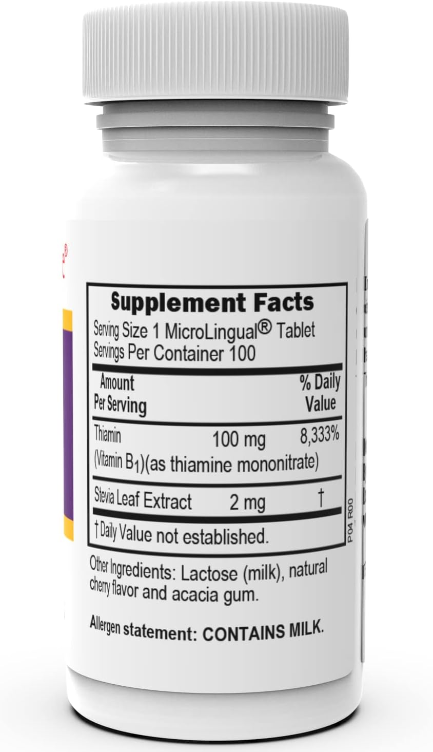 Superior Source B-1 100 mg - Complemento de Vitamina B1 (Tiamina) - 100 Comprimidos Sublinguales