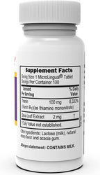 Superior Source B-1 100 mg - Complemento de Vitamina B1 (Tiamina) - 100 Comprimidos Sublinguales