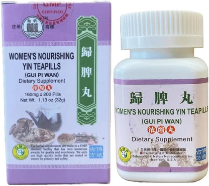 Women's Nourishing Yin Teapills, Gui Pi Wan 160mg (200 Pills) - 2 Packs – Image 2