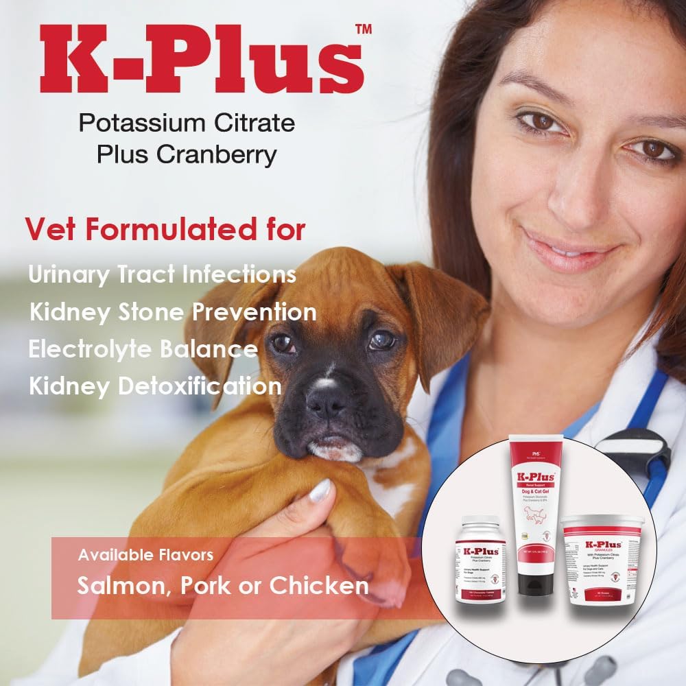 K-Plus Citrato de Potasio y Arándano para Perros - Complemento para la Salud Urinaria - 200 Comprimidos Masticables