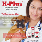 K-Plus Citrato de Potasio y Arándano para Perros - Complemento para la Salud Urinaria - 200 Comprimidos Masticables