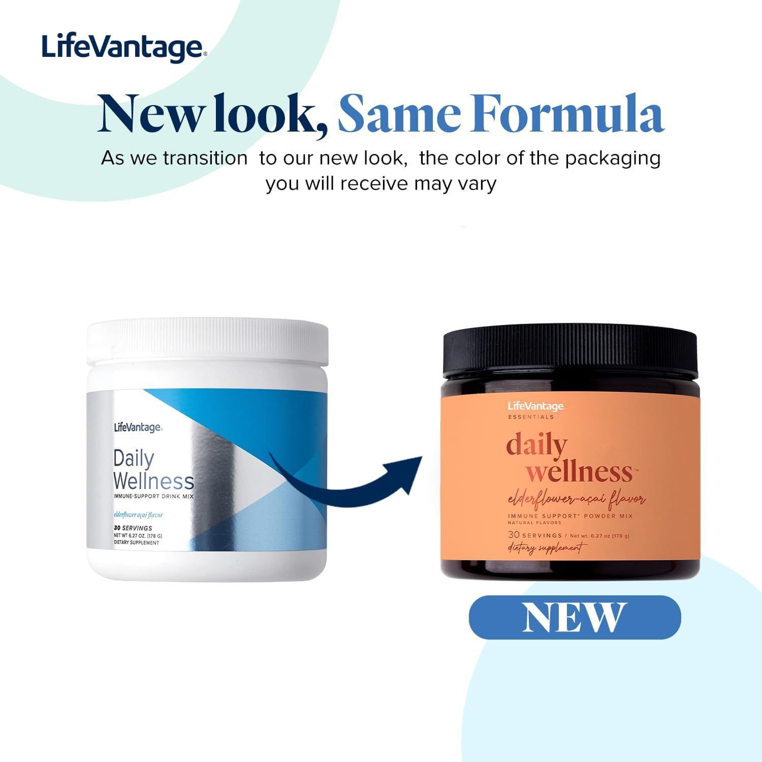 LifeVantage Daily Wellness Mezcla de Bebida de Apoyo Inmunitario, Sabor Saúco-Acai, 178g (30 porciones)
