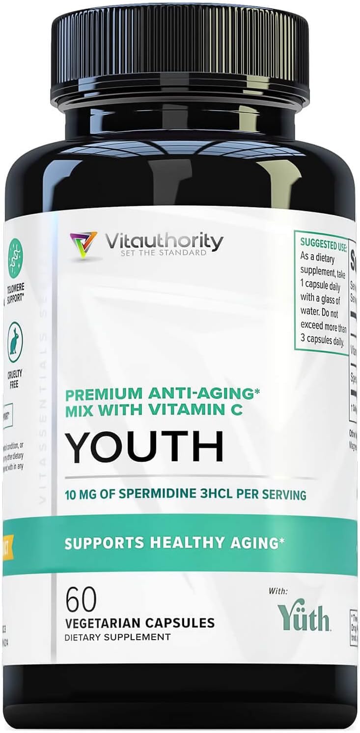 Vitauthority Espermidina 3HCL 99% - Apoyo Celular y Longevidad - 60 Dosis