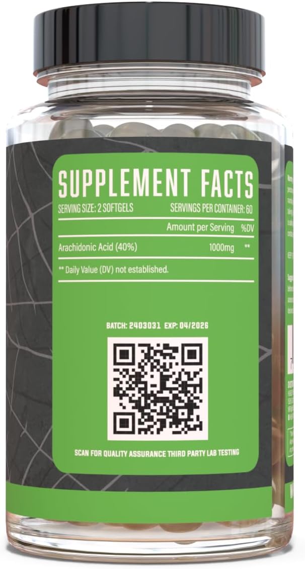 Arachidone, Ácido Araquidónico 1500 mg, 120 Cápsulas Blandas