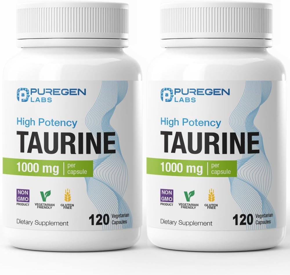 Puregen Labs Taurina 1000 mg | Alta Potencia | 360 Cápsulas Veganas