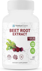 Extracto de Remolacha Roja 1300 mg por Dosis – 60 Cápsulas – Vegano – Fabricado en EE.UU.