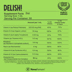 NovaFerrum Delish | Multivitamínico Vegano con Hierro para Bebés y Niños | Con Vitamina D3 Orgánica | Sin Gluten, Sin Azúcar | 50 ml