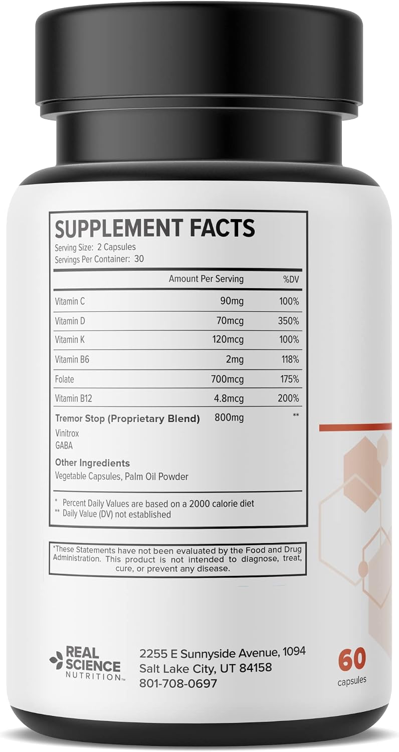 Real Science Dystonex - Complemento alimenticio con Vinitrox y GABA para el bienestar muscular y nervioso, 60 cápsulas