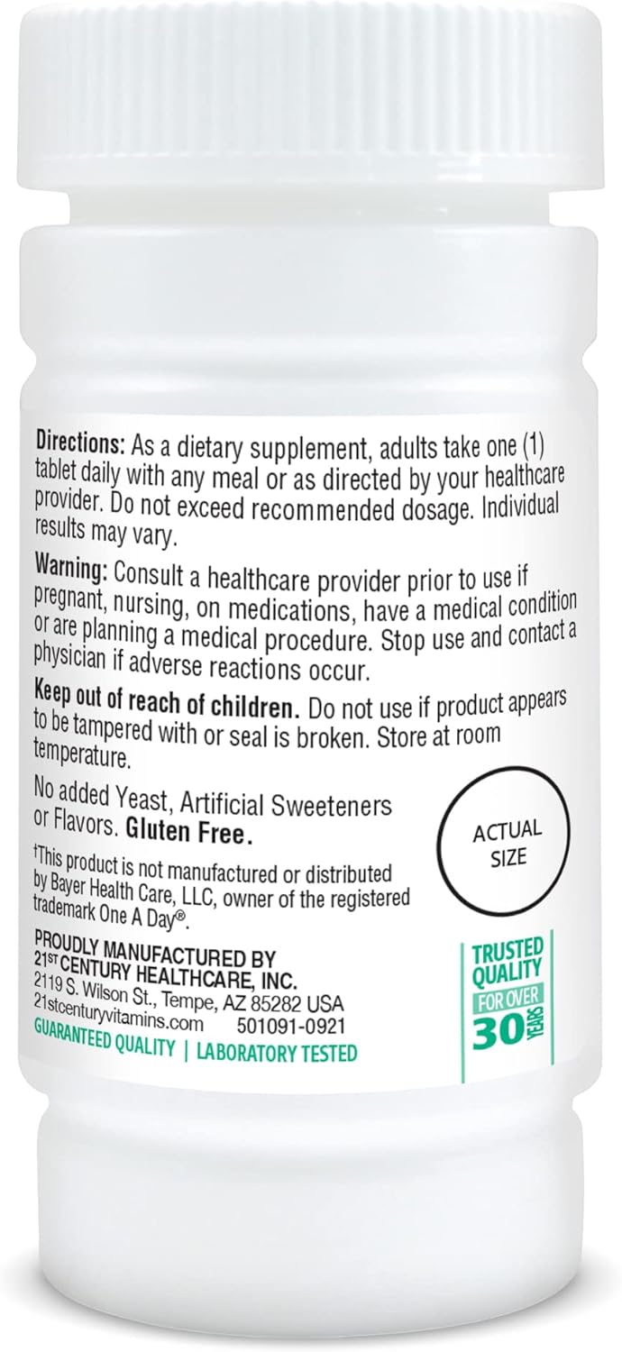 Tabletas multivitamínicas esenciales One Daily del siglo XXI, 100 unidades