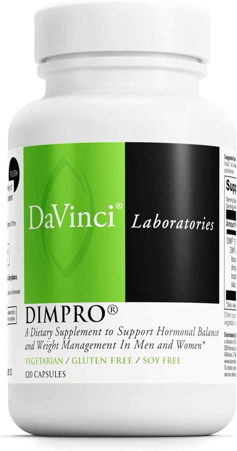 DAVINCI Labs DimPro - Suplemento para el Equilibrio Hormonal con Vitamina E - 60 Cápsulas