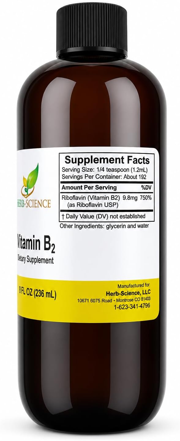 Herb-Science Vitamina B2 (Riboflavina) en Gotas - 236 ml