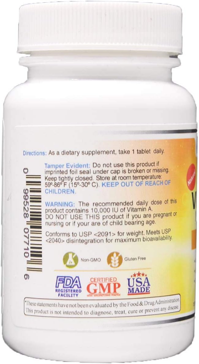Wonder Laboratories Vitamina A 10.000 UI, como Palmitato, de Aceite de Hígado de Bacalao – 100 Comprimidos
