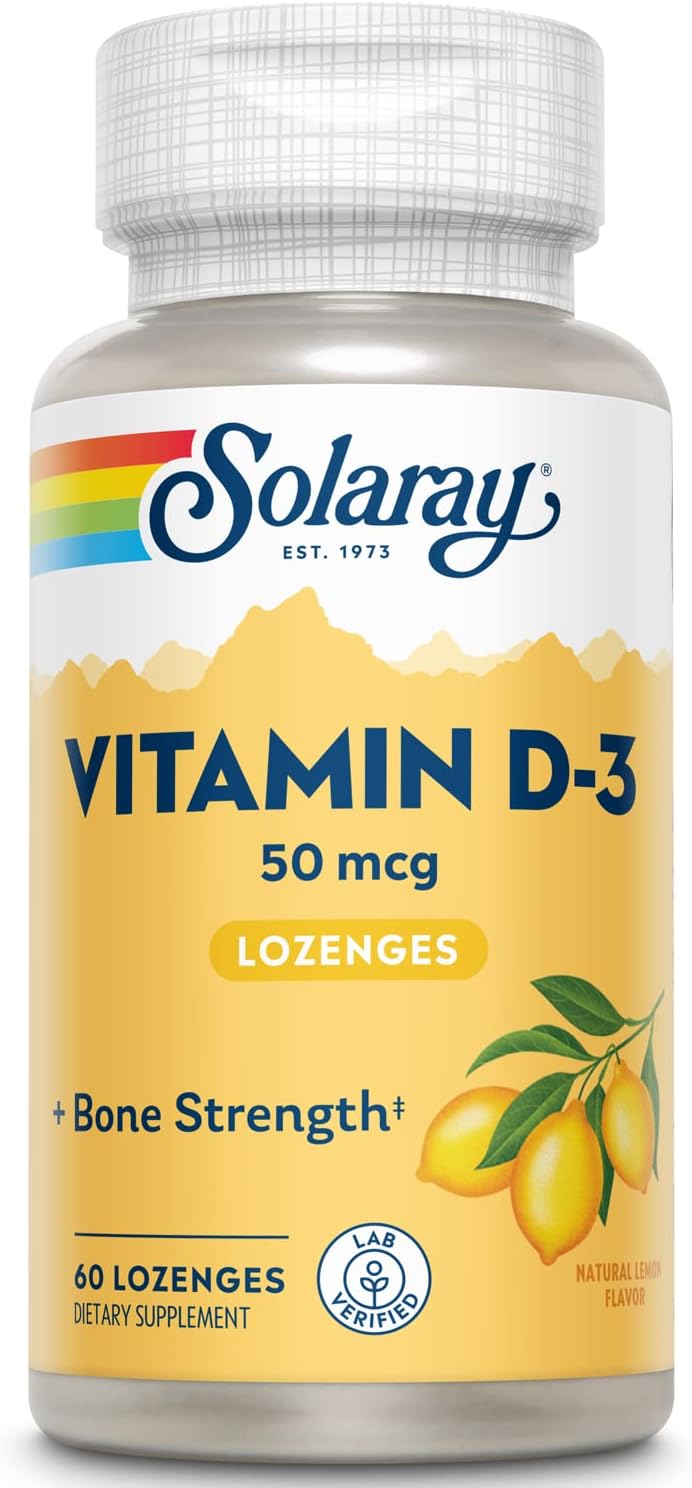 SOLARAY Vitamin D3 2000 IU - 60 Oral Dissolving Tablets - Natural Lemon Flavor