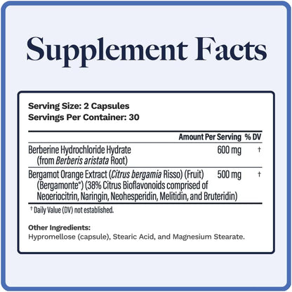 Berbercol | 500mg Bergamota Cítrica (como Bergamonte) y Berberina | 60 Cápsulas – Image 2